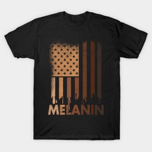 Melanin T-Shirt Drippin Melanin Black Pride Shirt For African American Queen King Women Men T-Shirt